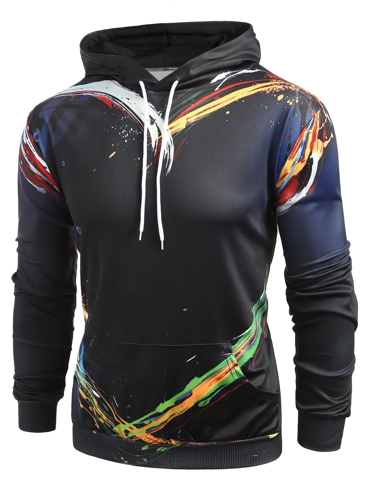 

Heart Paint Kangaroo Pocket Hoodie, Black