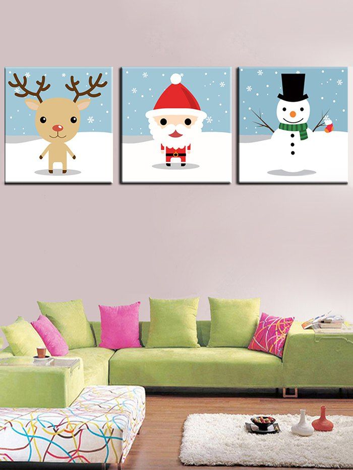 

Christmas Theme Print Unframed Split Canvas Paintings, Multi