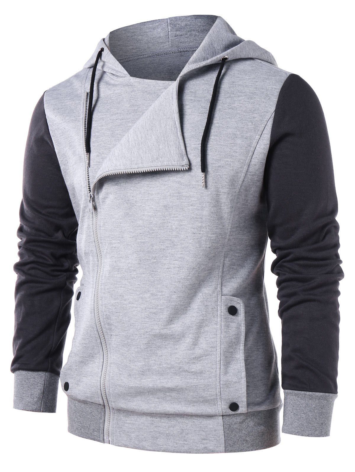 

Color Block Drawstring Hooded Jacket, Gray cloud