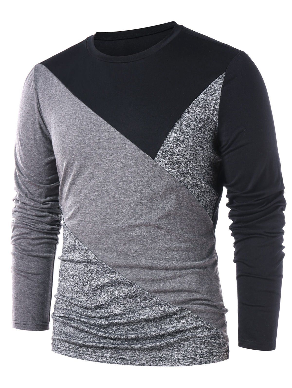 

Contrast Color Round Neck T-shirt, Gray