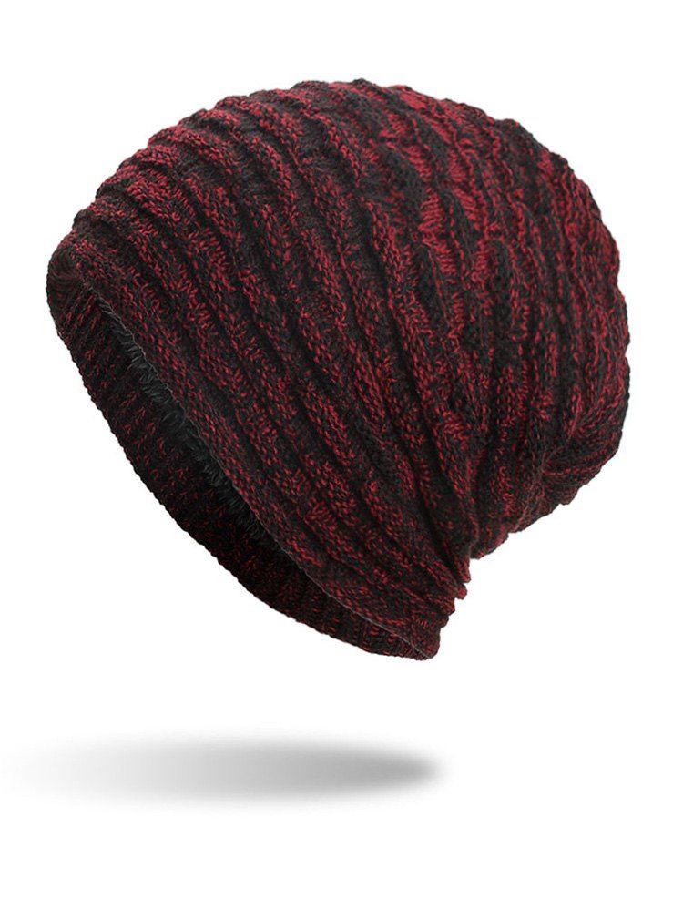 

Winter Solid Color Thicken Slouchy Beanie, Red wine