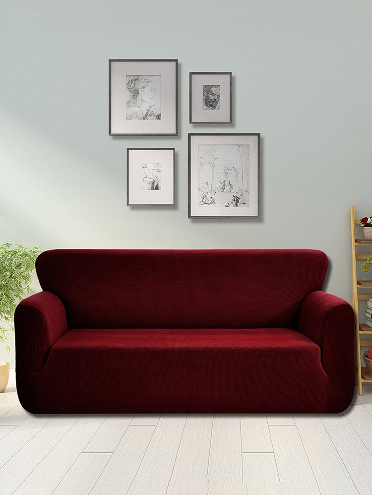 Checked Elastic Knit Sofa Cover