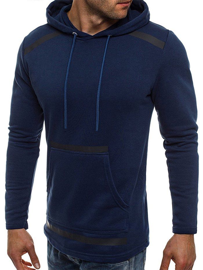 

Belt Decorated Kangaroo Pocket Hoodie, Cadetblue