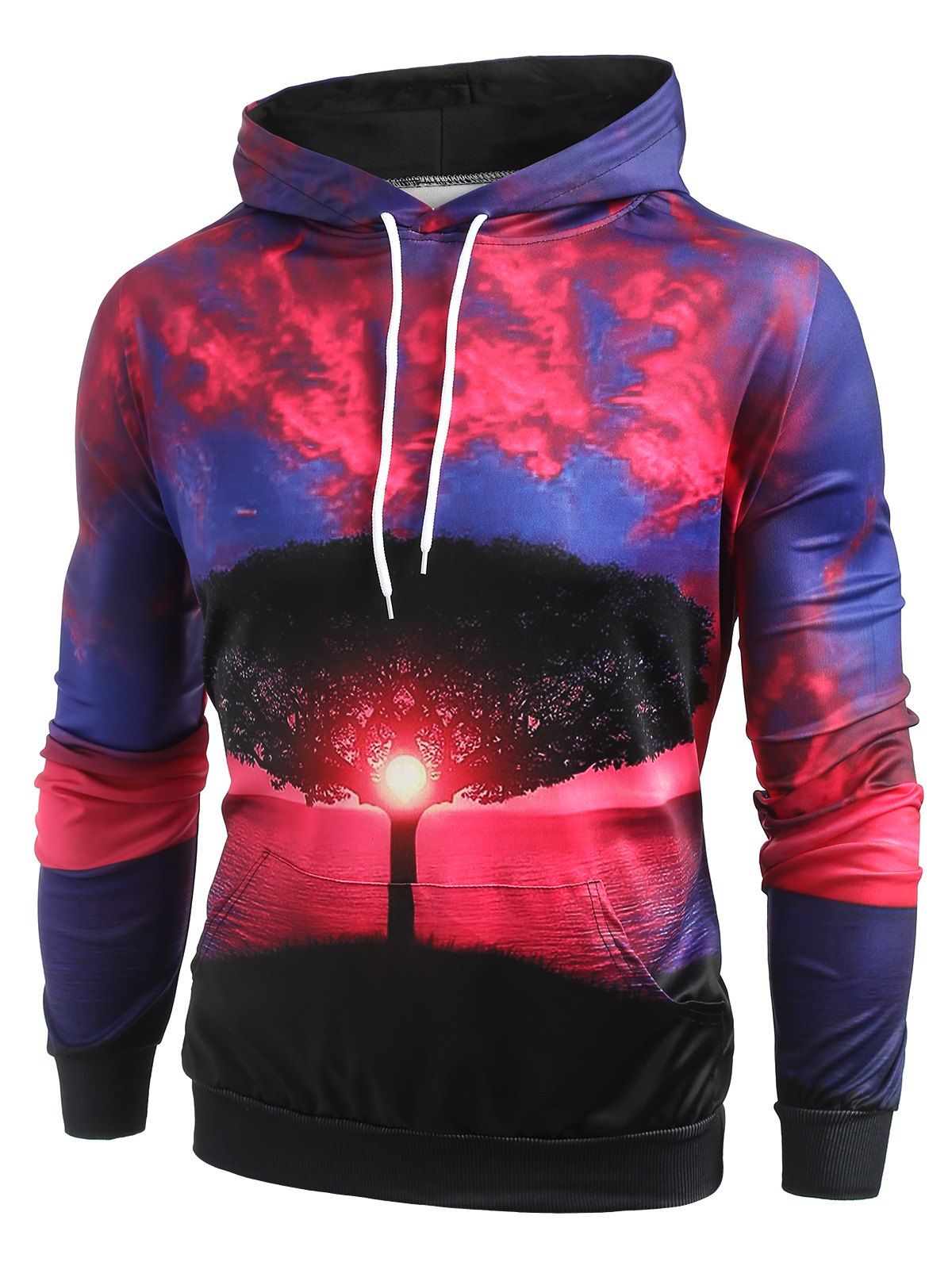 

Sea Tree Print Long Sleeve Hoodie, Multi