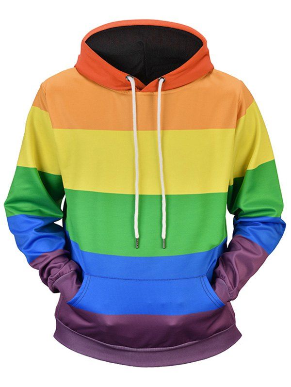 

Colorful Bold Stripe Pattern Hoodie, Multi