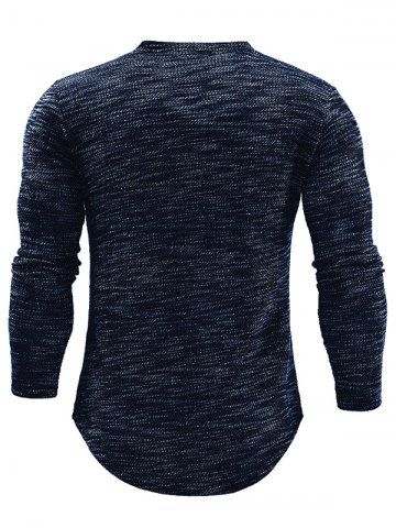

Longline Long Sleeve Textured Print Knit T-Shirt, Blue