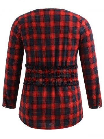 

Lace Up Corset Plus Size Tartan Shirt, Red