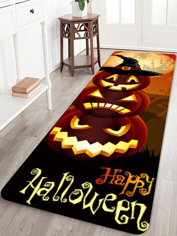 

Halloween Pumpkins Pattern Water Absorption Area Rug, Papaya orange