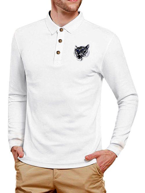 

Chest Tiger Head Applique T Shirt, White