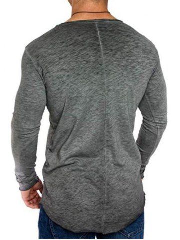 

Solid Color Applique V Neck T-shirt, Gray