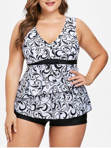 Off Racerback Plus Size Openwork Printed Tankini Rosegal