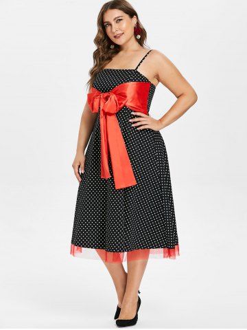 

Plus Size Polka Dot Vintage Dress, Black