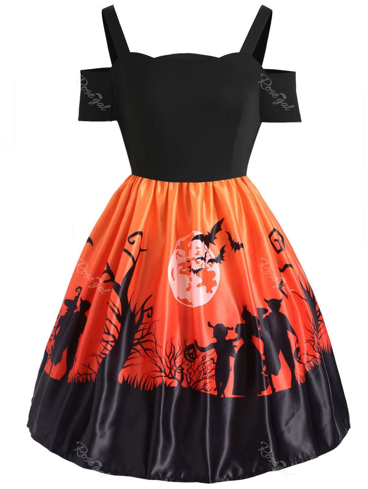Résultats de recherche d'images pour « Plus Size Cold Shoulder Halloween Dress - Halloween Orange - 5x »