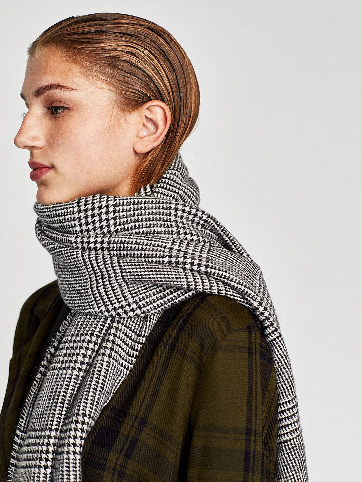 

Vintage Houndstooth Scarf, Gray