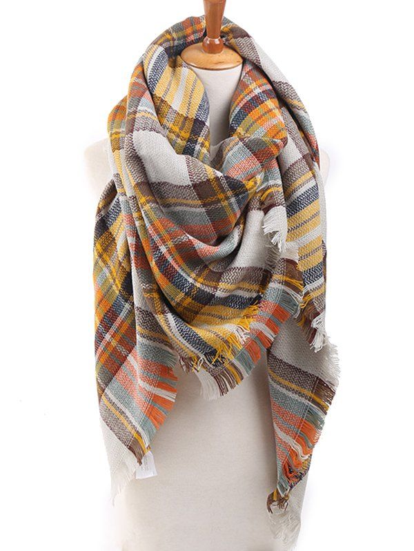 

Plaid Wrap Shawl Blanket Scarf, Multi-f