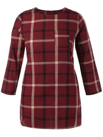 

Plus Size Plaid Mini Shift Dress, Red