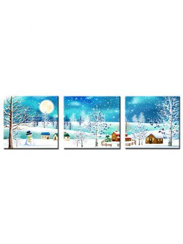 

Christmas Village Print Unframed Split Canvas Paintings, Deep sky blue