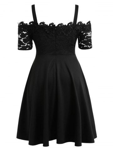 

Plus Size Lace Cold Shoulder Dress, Black