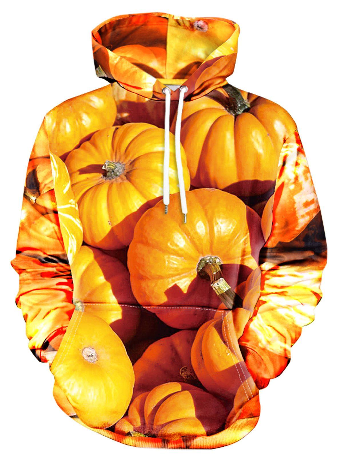 Fancy 3D Pumpkin Print Drawstring Hoodie  