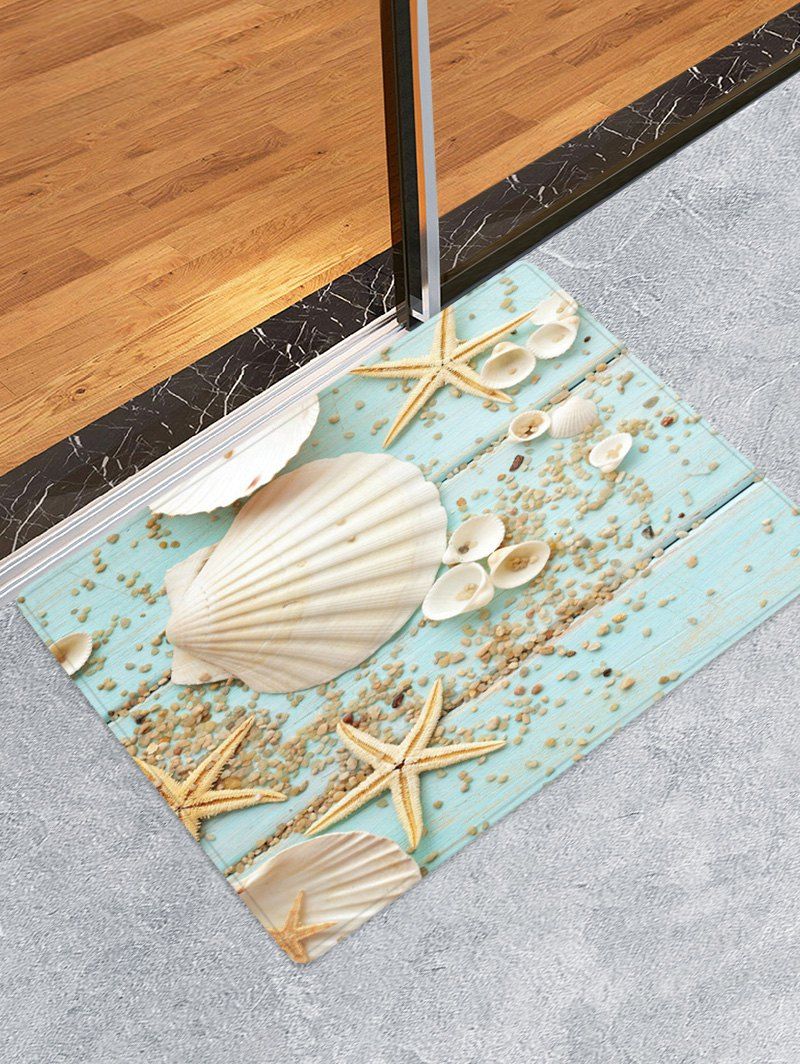 

Wooden Starfish Shell Water Absorption Floor Rug, Multi