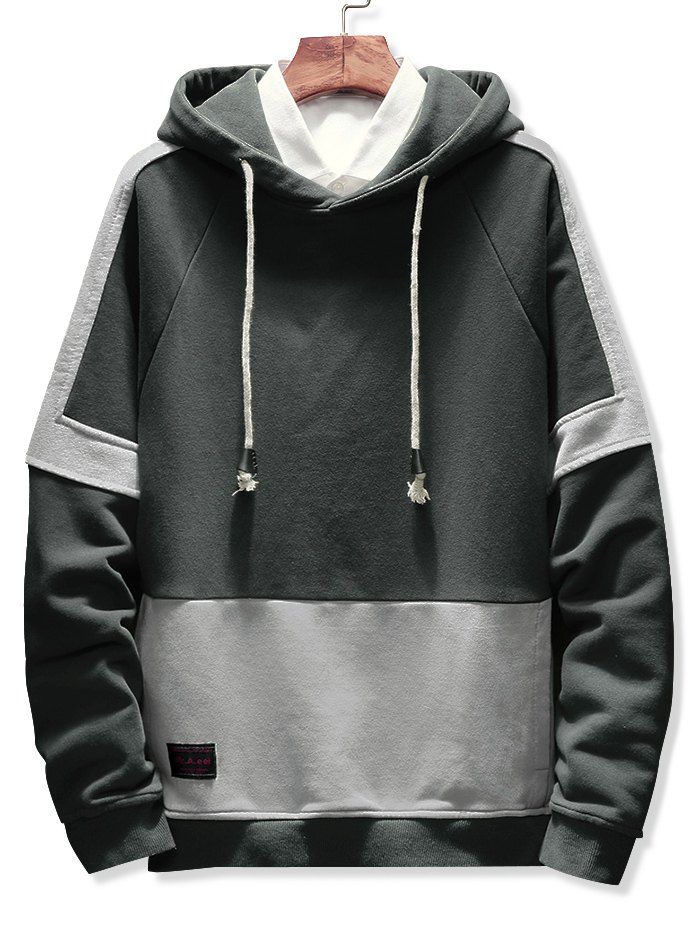 

Casual Color Block Splicing Hoodie, Gray