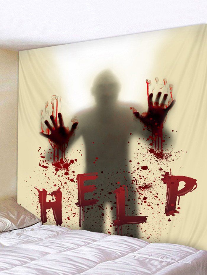 

Halloween Blood Hand Help Tapestry Wall Art Decor, Multi