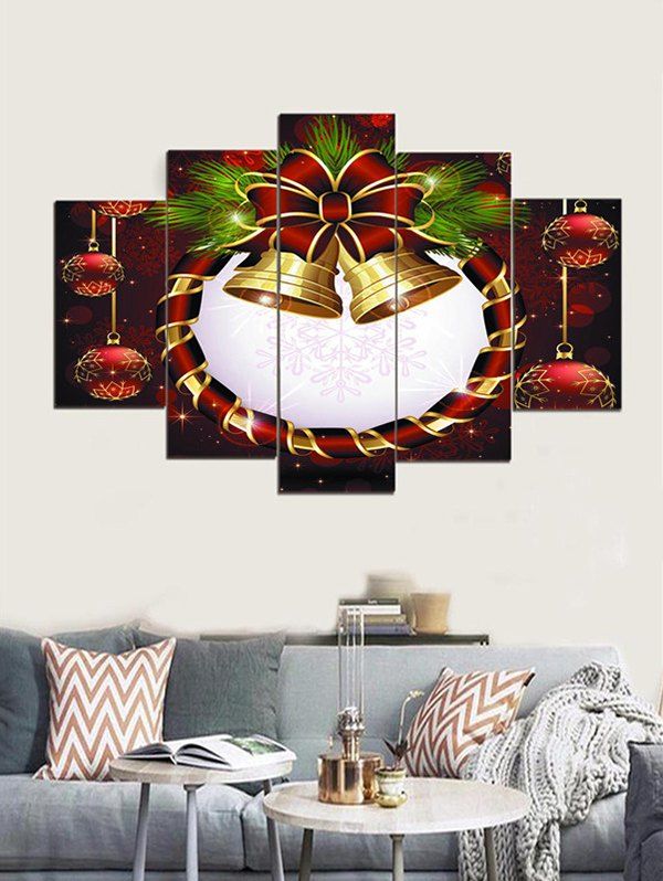 

Christmas Bell Snowflake Printed Split Canvas Paintings, Multi