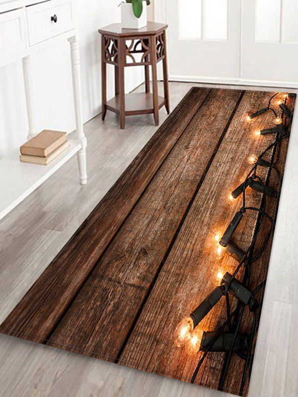 

Wooden Lamp Bulb Water Absorption Floor Rug, Multi