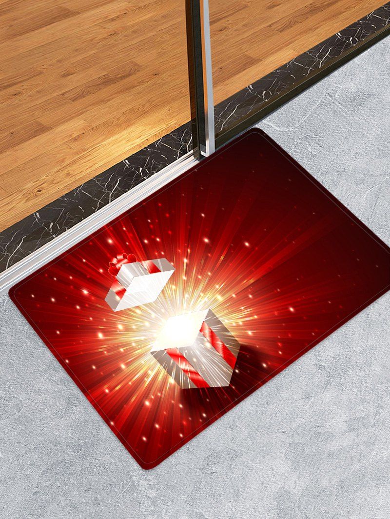 

3D Christmas Gift Water Absorption Floor Rug, Multi
