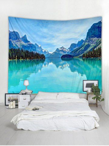 

Wall Hanging Art Mountains Lake Print Tapestry, Day sky blue