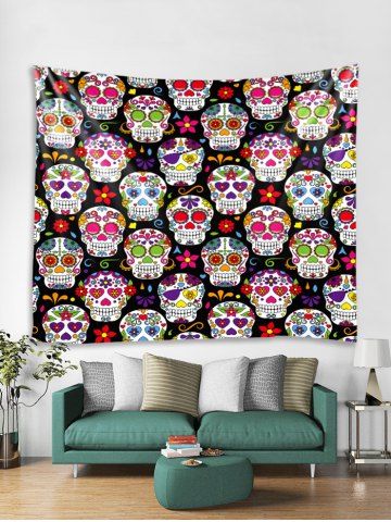 

Skulls Heart Flower Print Tapestry Wall Art Home Decoration, Multi