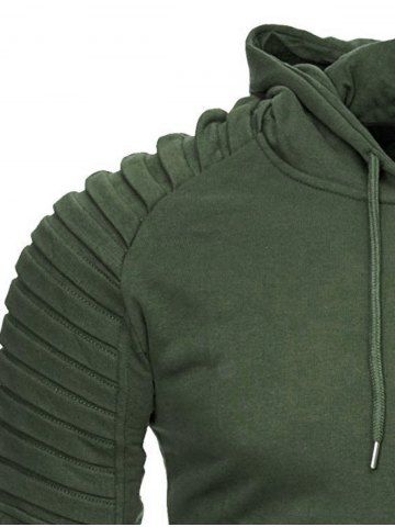 

Casual Solid Pleated Zip Pocket Fleece Hoodie, Black