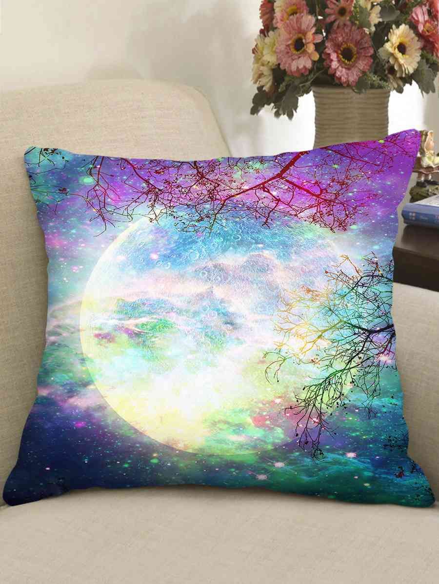 

Galaxy Moon Double-side Print Decorative Sofa Pillowcase, Multi