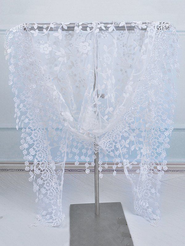 

Lightweight Floral Lace Scarf, Milk white