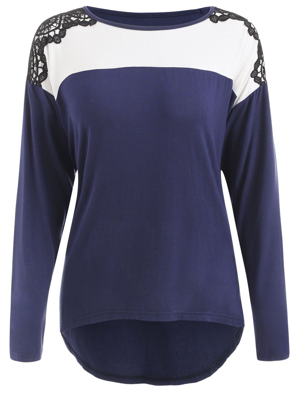 

Crochet Insert Drop Shoulder Full Sleeve T-shirt, Deep blue