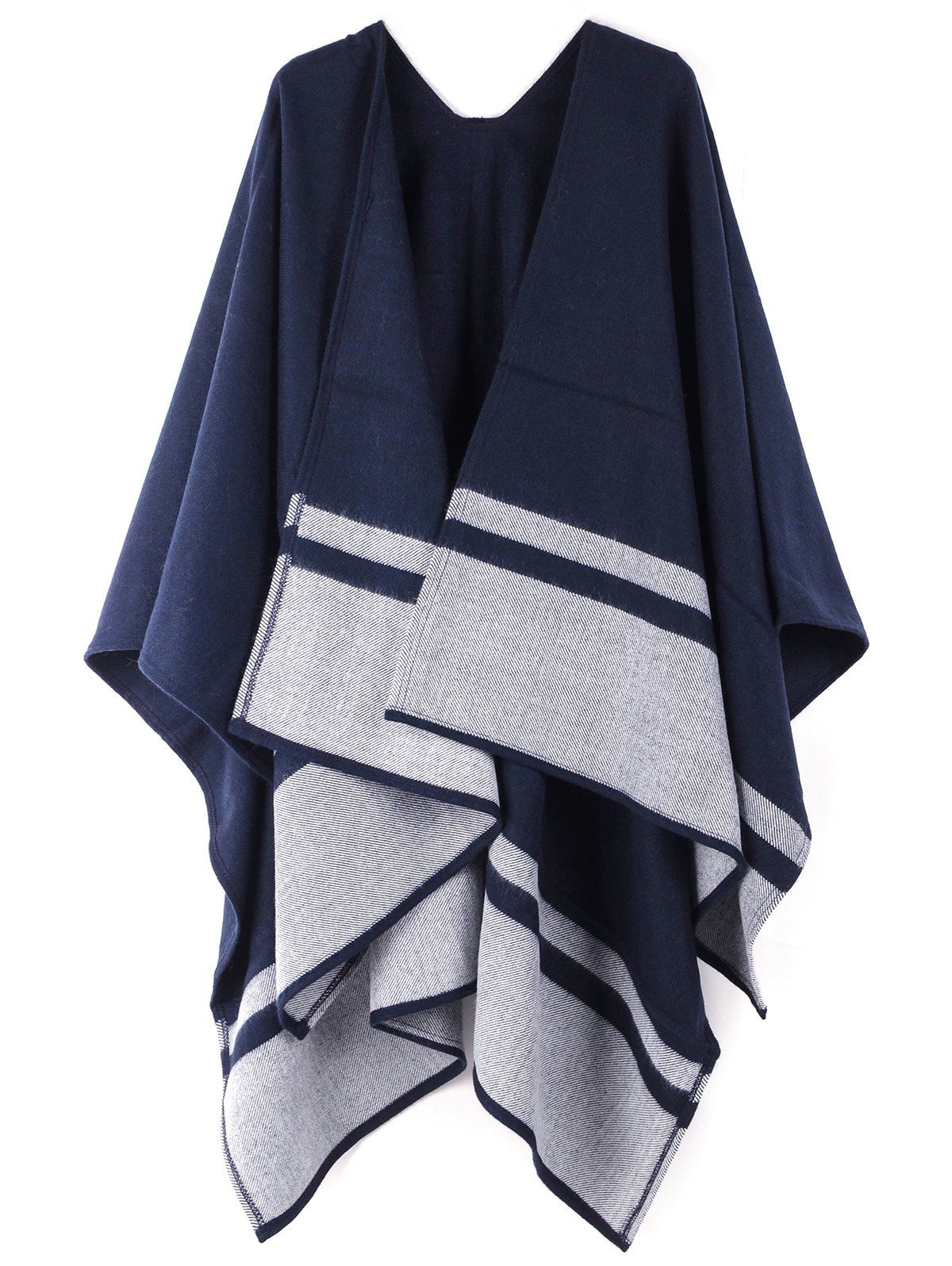 

Elegant Striped Pattern Oversized Shawl Scarf, Lapis blue