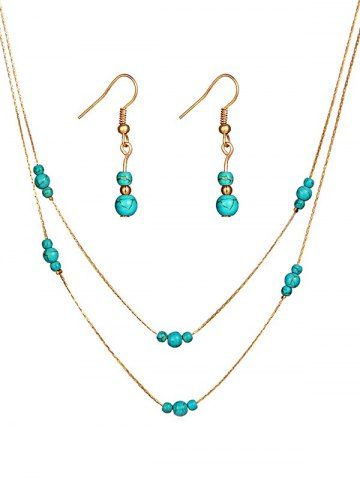 Faux Turquoise Earring Free Shipping And Vintage Faux Turquoise Beaded Necklace Earrings Set