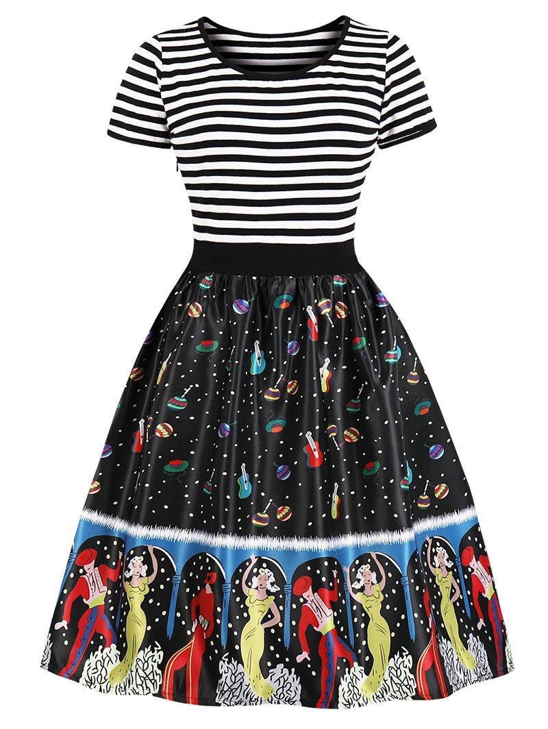 

Stripe Printed Pin Up Dress, Multi