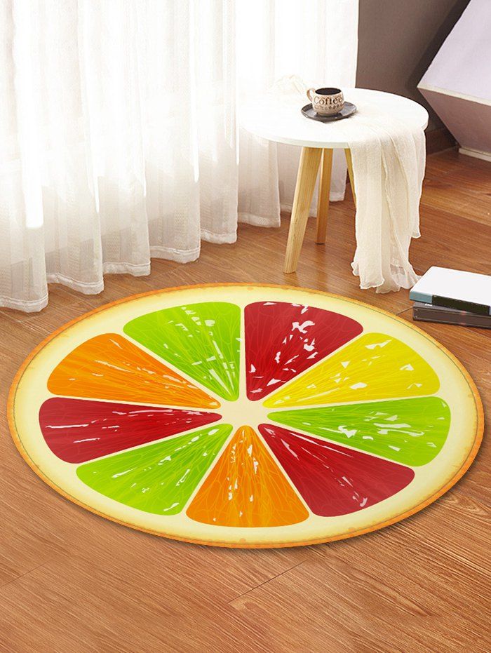 

Colorful Orange Pattern Anti-skid Round Floor Rug, Multi