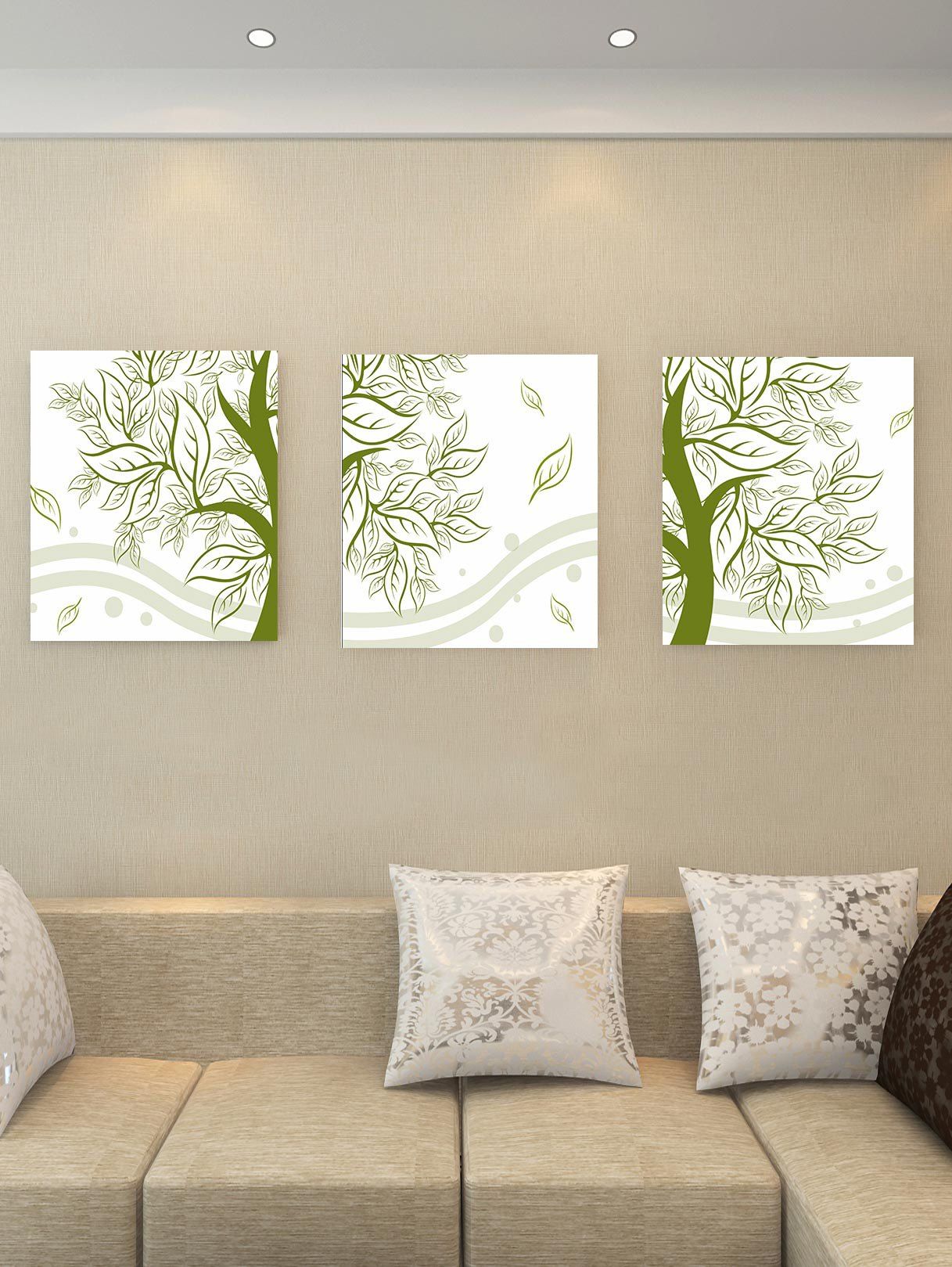 

Unframed Tree Leaf Canvas Paintings, Dark sea green