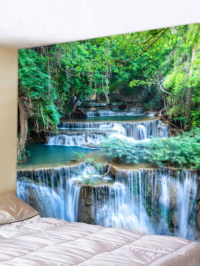 

Wall Hanging Art Forest Waterfalls Print Tapestry, Forest green