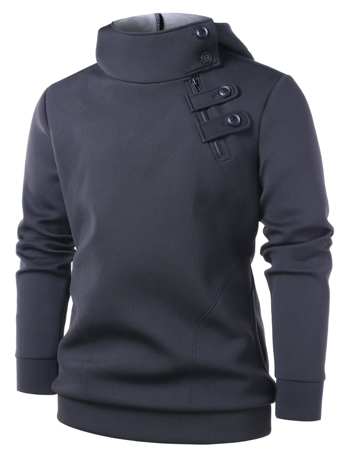 

Zip Embellished Long Sleeve Hoodie, Dark slate grey