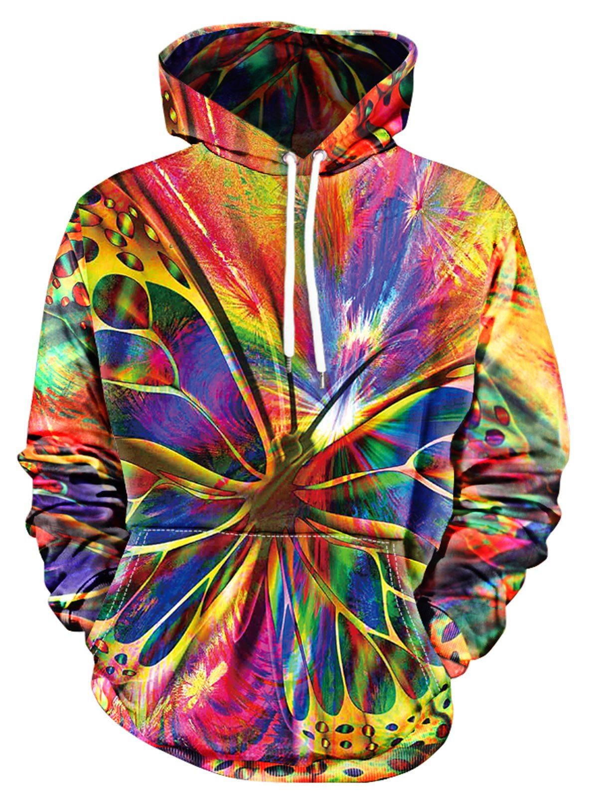 

Butterfly Print Pullover Hoodie, Multi