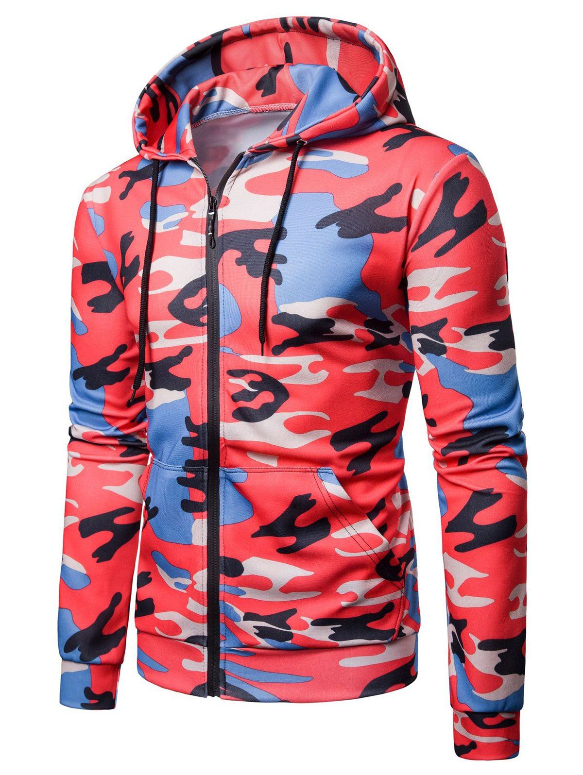

Camo Print Casual Pocket Hoodie, Red