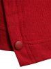 T-shirt Longues Manches avec Design D'ourlet à Bouton - Rouge Vineux M