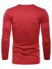 T-shirt Longues Manches avec Design D'ourlet à Bouton - Rouge Vineux M