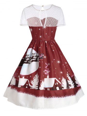 

Santa Claus Deer Vintage Christmas Dress, Dark red
