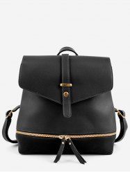 Sac à Dos Panneau Zippé avec Poche en Cuir PU -  