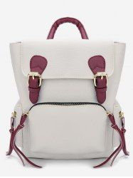 Sac à Dos De Voyage En PU Cuir Boucle Couleur Contrasté -  