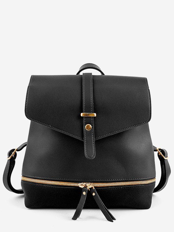 Sac à Dos Panneau Zippé avec Poche en Cuir PU  